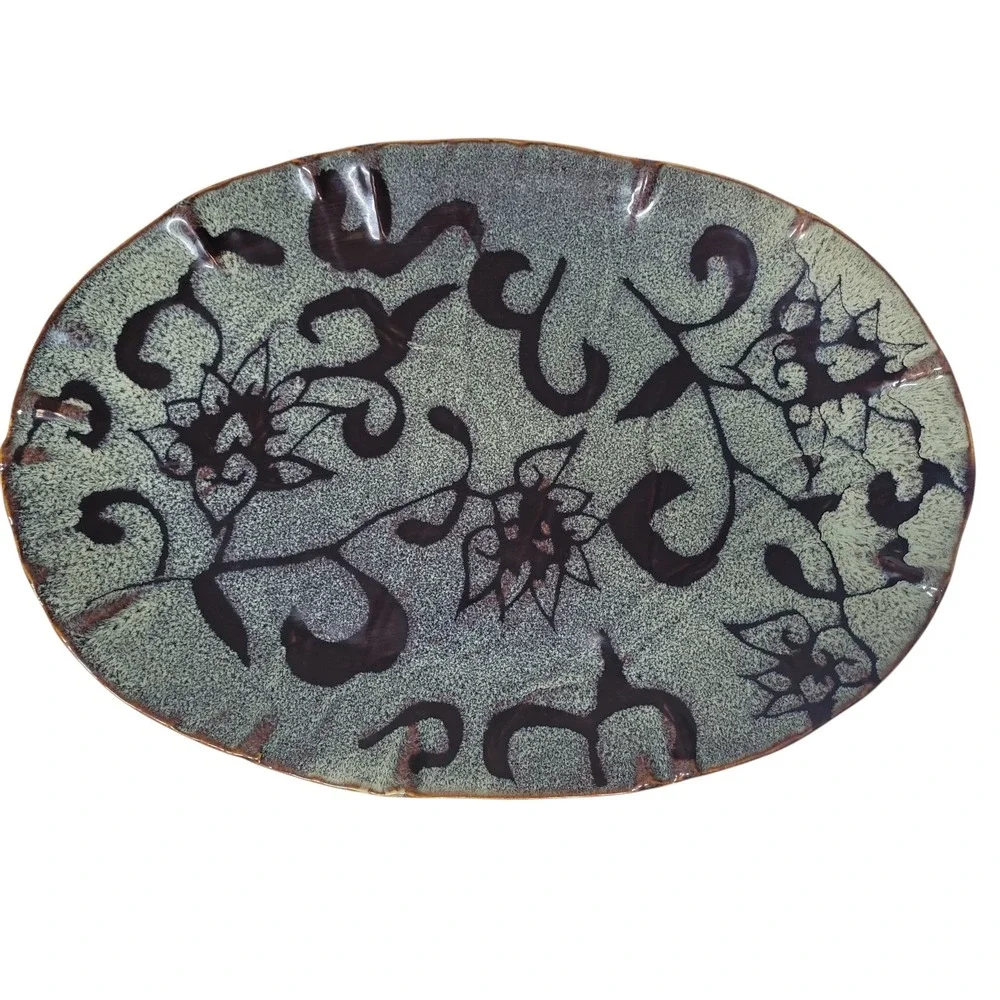 Ambiance Collections Savoy Oval Platter Reactive Glaze Stoneware 16.5x11.5